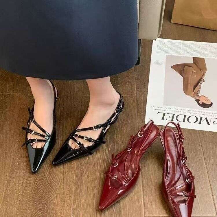 One-Strap Shoe Thin Heel Pointed Toe Fashion Red Designer Shoes High Heels 2025 Summer New Style -Inspired Premium Closed-Toe Sandals
