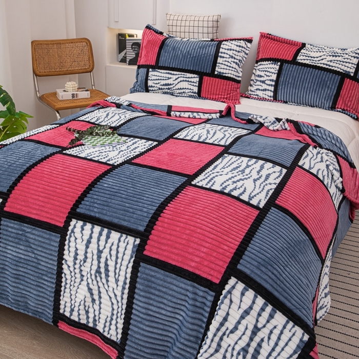 (Total) Danben Home Textiles 2025 New Plaid Striped Magic Velvet Printed Throw Blanket
