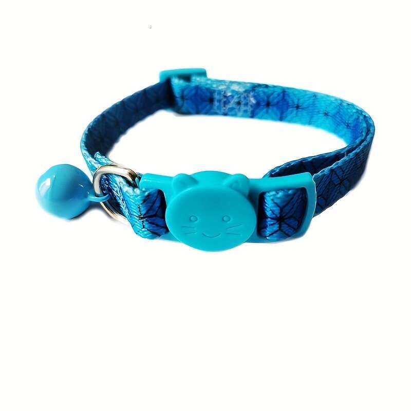 New Pet Supplies Kitten Polyester Printed Colorful Bell Collar Adjustable Cat O Collar