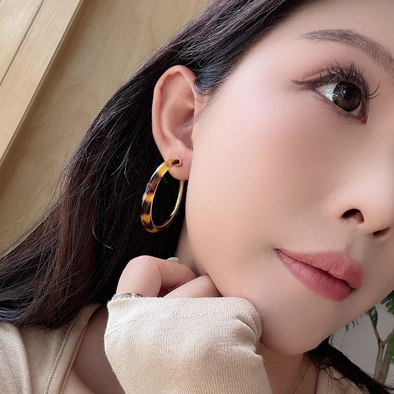 Elegant Leopard Print Hoop Earrings - Exaggerated High-End Accessory