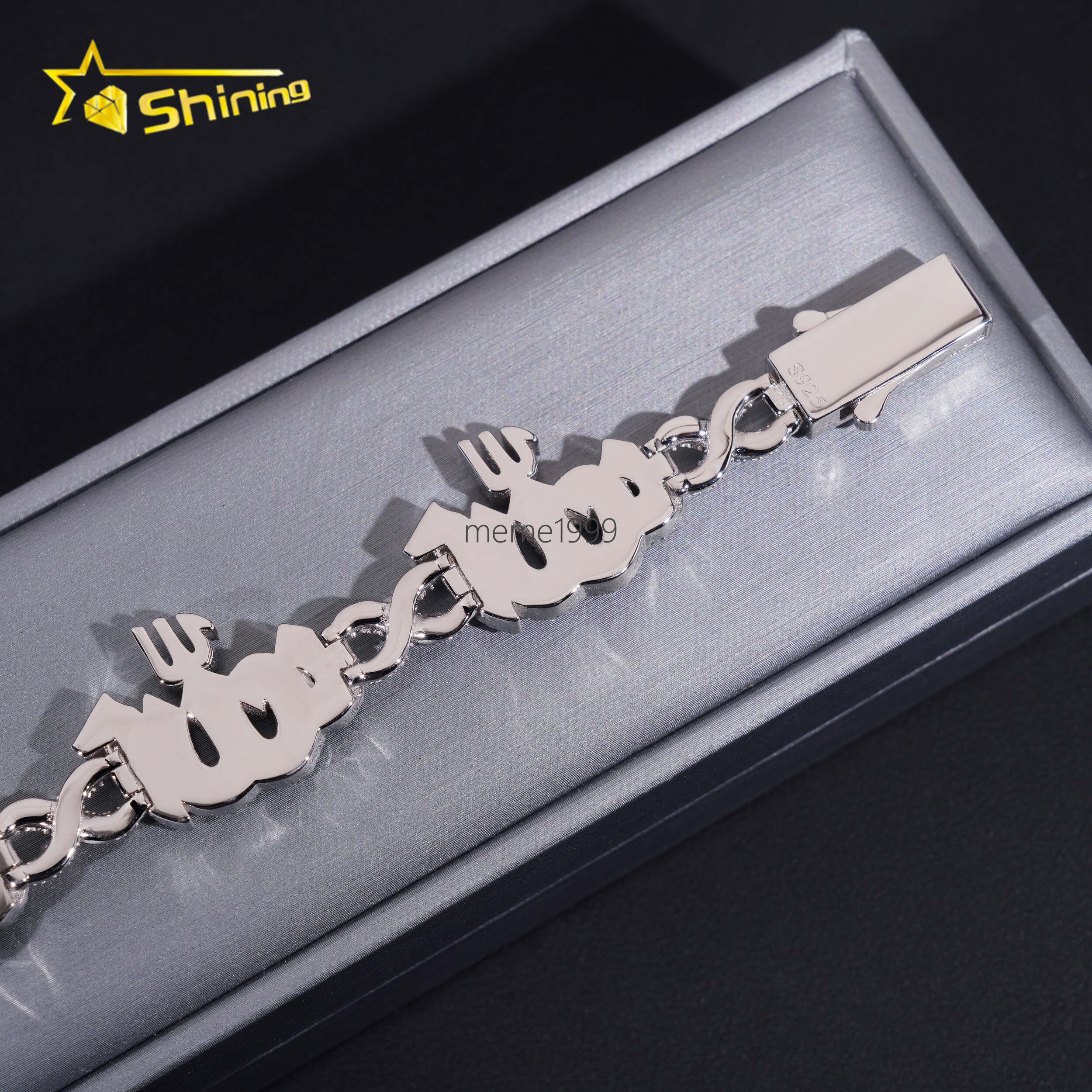 Fashion Fine Jewelry Sterling Silver 925 Vvs Moissanite Lab Diamond Hip Hop Iced Out Jewelry Cuban Link Chain Bracelet Men