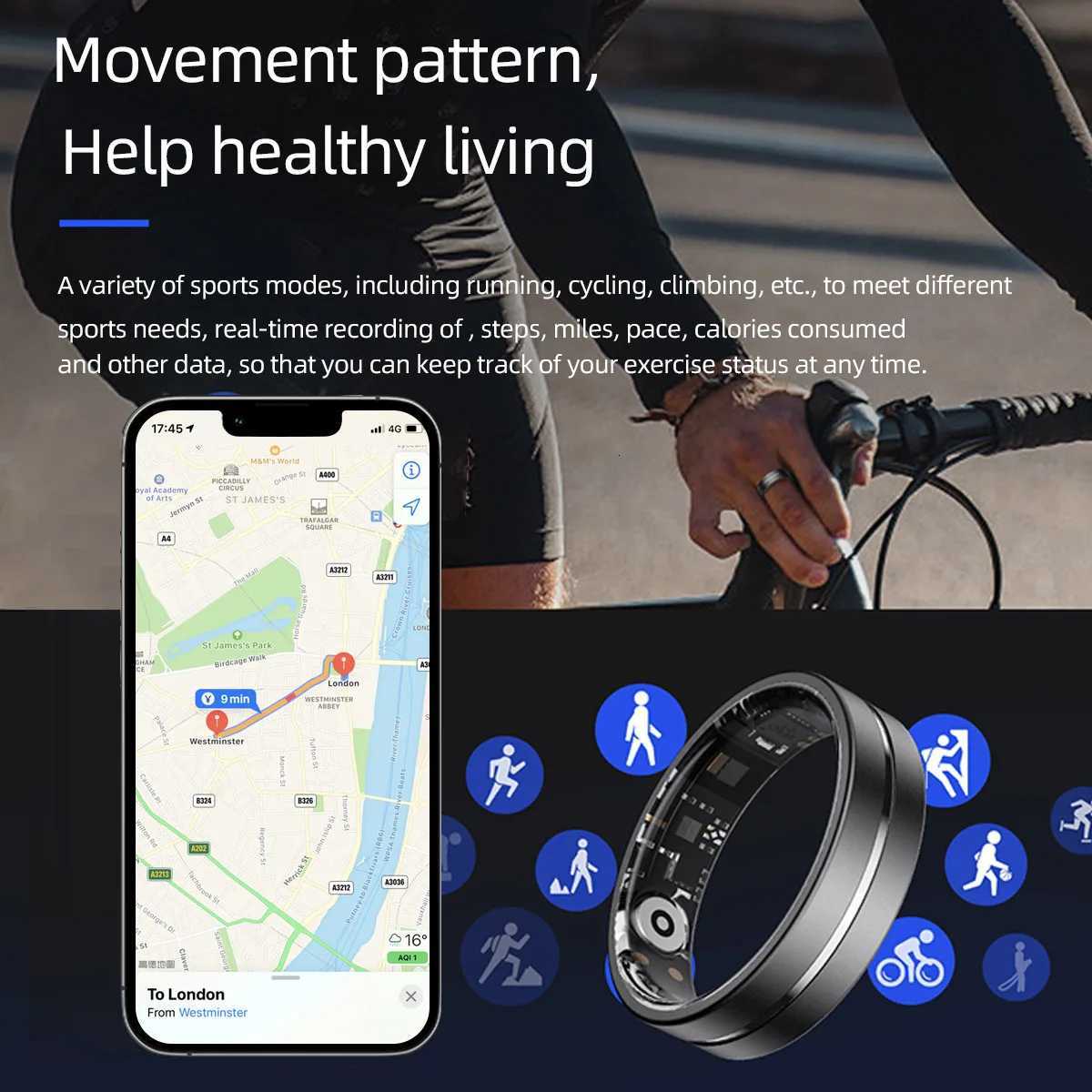 New Smart Ring Sleep Health Monitoring 5ATM Waterproof Big Battery Multiple Sports Modes Smart Rings for Men Women Fashion Gifts W250819