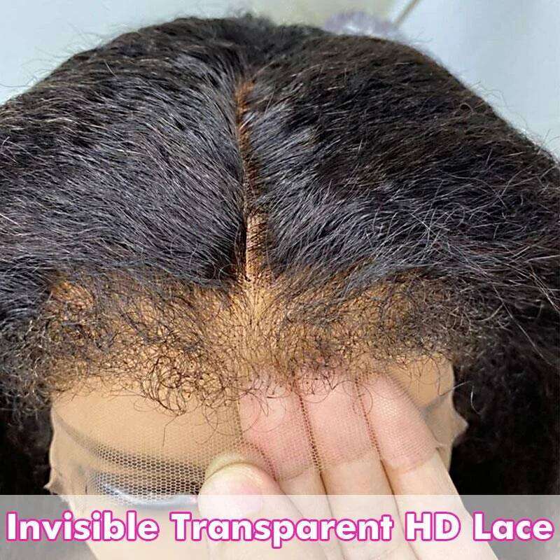 Kinky 13X6 HD Frontal 4C Edges Curly Natural Baby Wig Yaki Straight Lace Front Human Hair Wigs