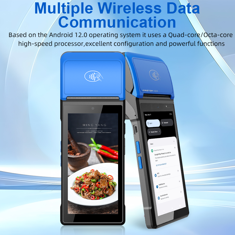 Slim Lightweight Android 12 POS Terminal Enables Full-Code Scanning QR Code Scan High-Pressure Thermal Print Bluetooth NFC for daily checkout sales da