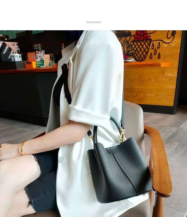 Designer Bags Noble Lavender Purple Round Bucket Tote Small Elegant Cowhide Leather Women's Shoulder Crossbody Fashion Ladies Hand Bag Luxury Bag