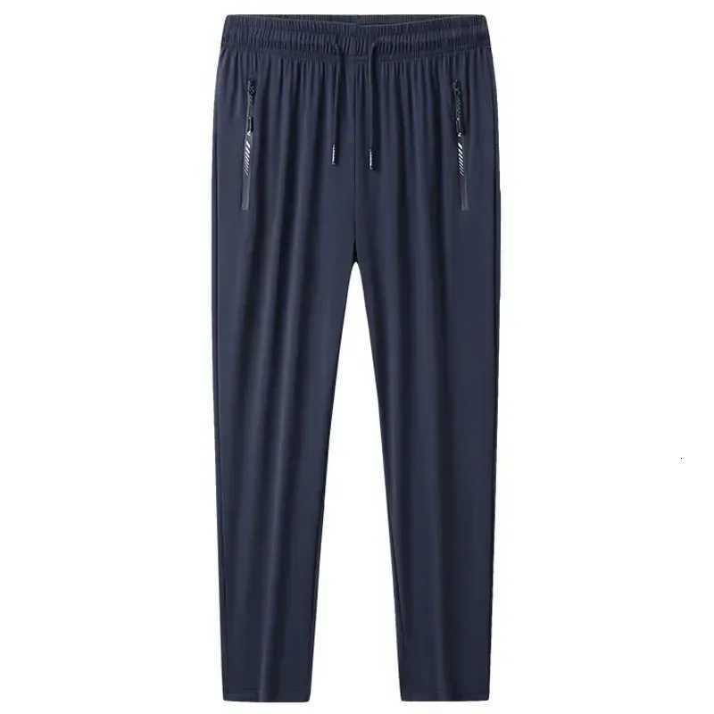 7XL 8XL 9XL Summer Ice Silk Sweatpants Mens High Elastic Gym Joggers Quick Drying Sports Pants Men Trousers W250819