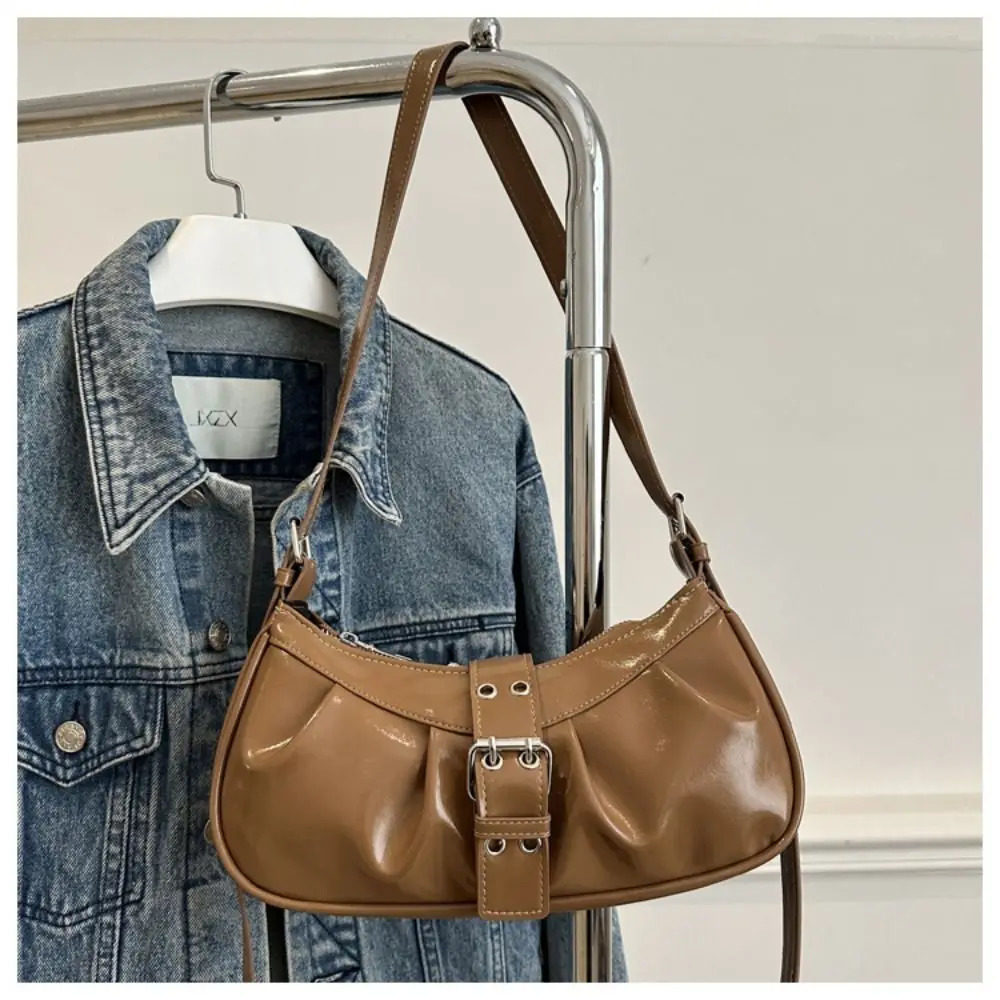 Retro Buckle Armpit Bag Pu Leather Gothic Y2k Shoulder Bag Vintage Cross Body Spicy handbag Female 250818