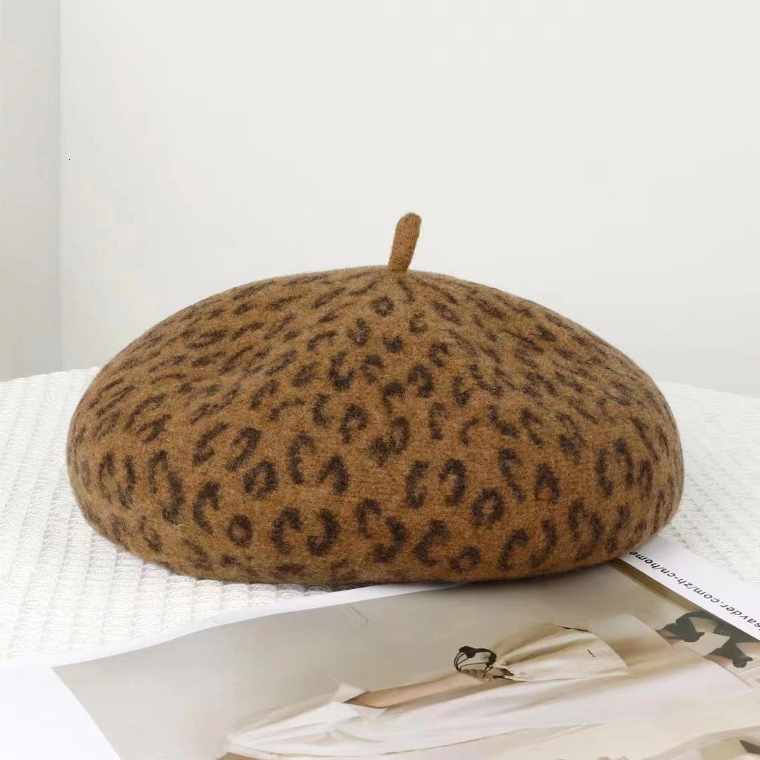 VISROVER 4 Colors Leopard Winter Beret Female Cap Autumn Winter Wool Hat Top Quality Fashion Boina Gift Wholesales 250819