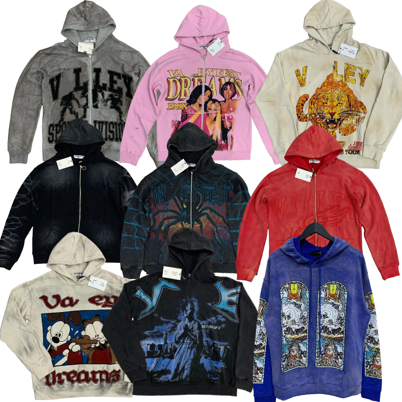 Valey Y2K Men's Hoodies Designer Hooded Hip Hop High Street Fashion Brand Zipper Casual Loose Fit Autumn Couples Sweatshirt