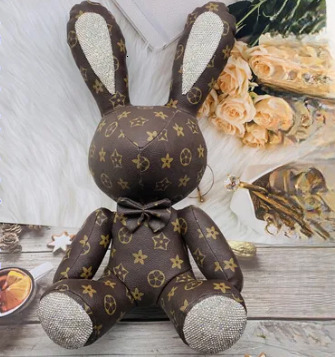 38cm New Dia-Encrusted Creative Rabbit Doll Plush Toy Car Decoration Living Room Ornament ddmythur
