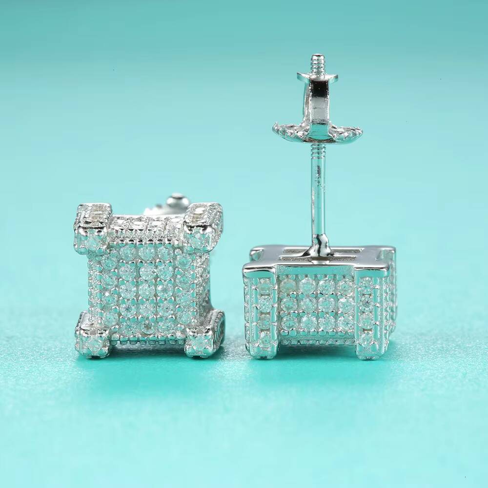 Factory Price VVS Diamond Earring 925 Sterling Silver Hip Hop Earrings for Men Women Pass Tester VVS Moissanite Stud Earrings