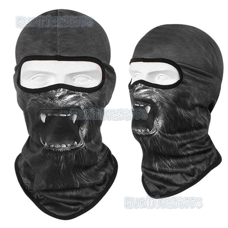 3D Cat Dog Cute Animal Print Balaclava Motorcycle Motocross Biker Head Cover Ski Snowboard Mask Helmet Hood Cap Cycling Headgear H250819