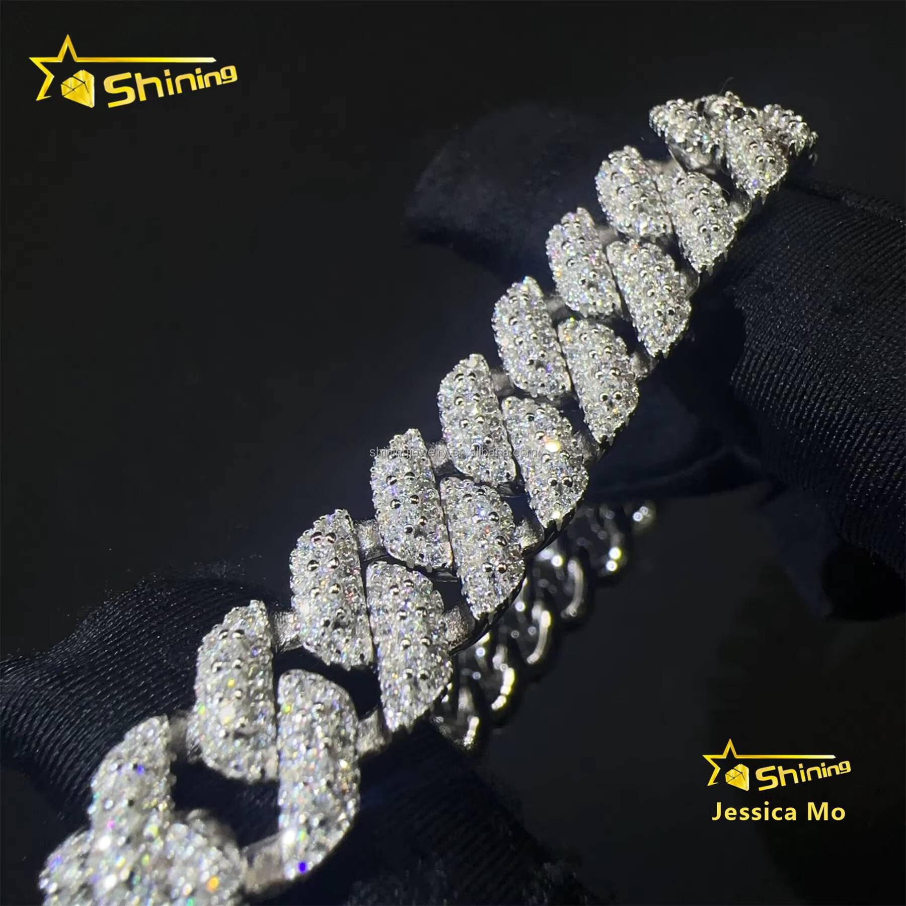 Fashion Rapper New Arrivals Hip Hop 10mm 2Rows Jewelry VVS1 Moissanite Iced Out GRA Certificate S925 Silver Bracelet Man