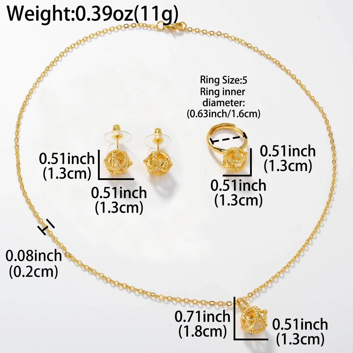 3PCS Jewelry Sets Fashion Pendant Gold Color Necklace Earrings Ring Women Female Gift Jewelry for Party Wedding Anniversary 250818