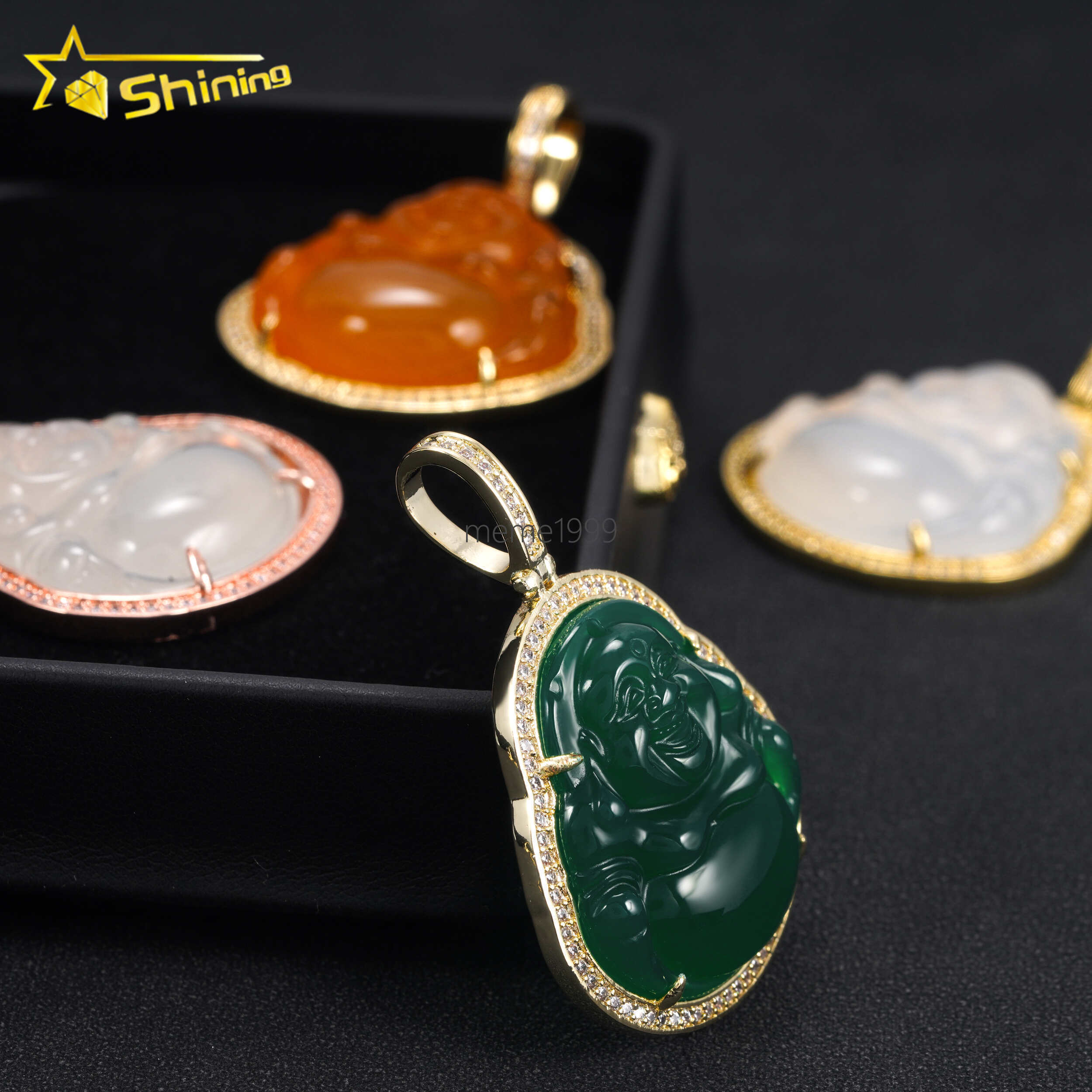 Cheapest Price Moissanite Hip Hop Jewelry Supplier 925 Silver Vvs Diamond Green Jade Iced Out Buddha Pendant
