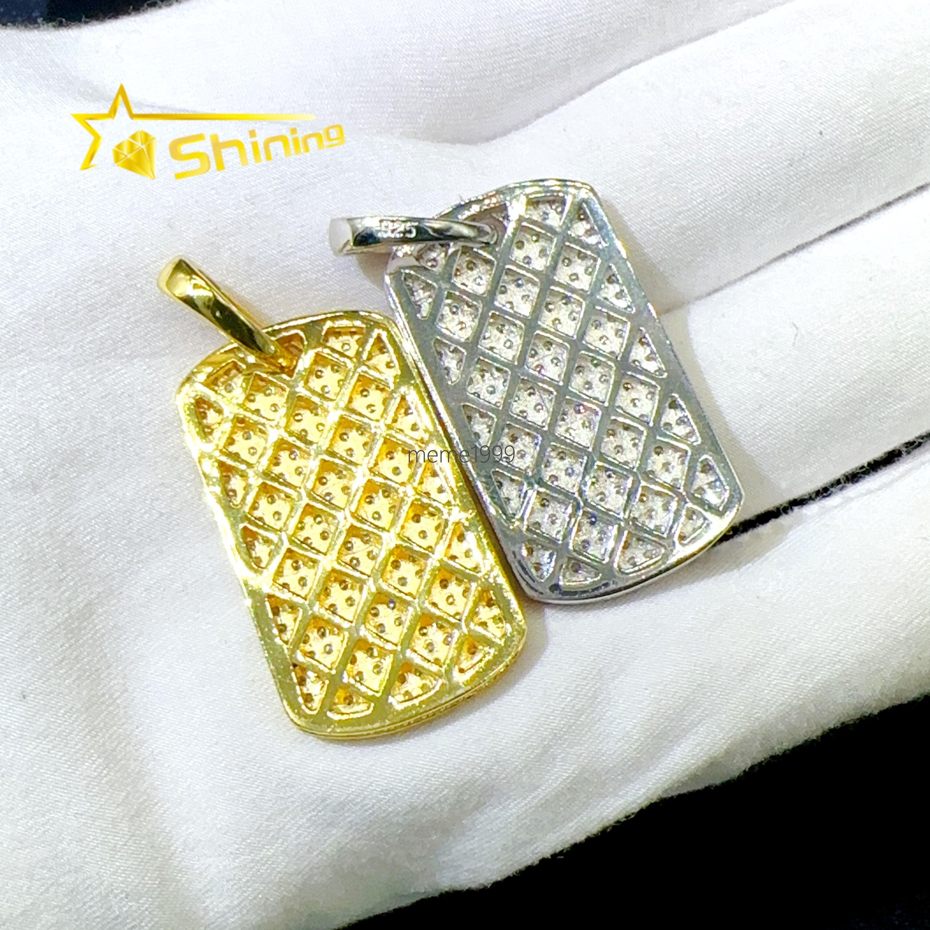 Pass Diamond Tester Iced Out Rapper Jewelry Moissanite Pendant 925 Silver Necklace Pendant Hip Hop Jewelry Dog Tag Pendant