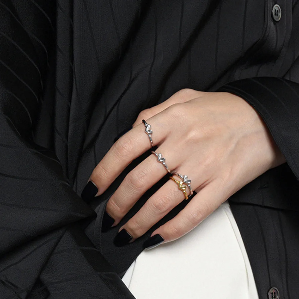 ANDYWEN 925 Sterling Silver Plain Heart Resizable Irregular Geometric Ring Large Fashion Fine Jewelry Round Crystal 250815