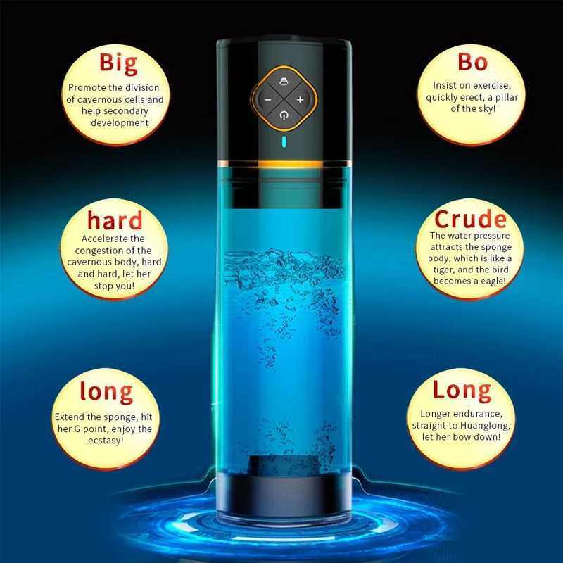 Water Penis Enlarge Vacuum Pump Sex Toys Male Electric Penis Enlargement Extend Pump Automatic Suction Stronger Bigger Erections XJ250819