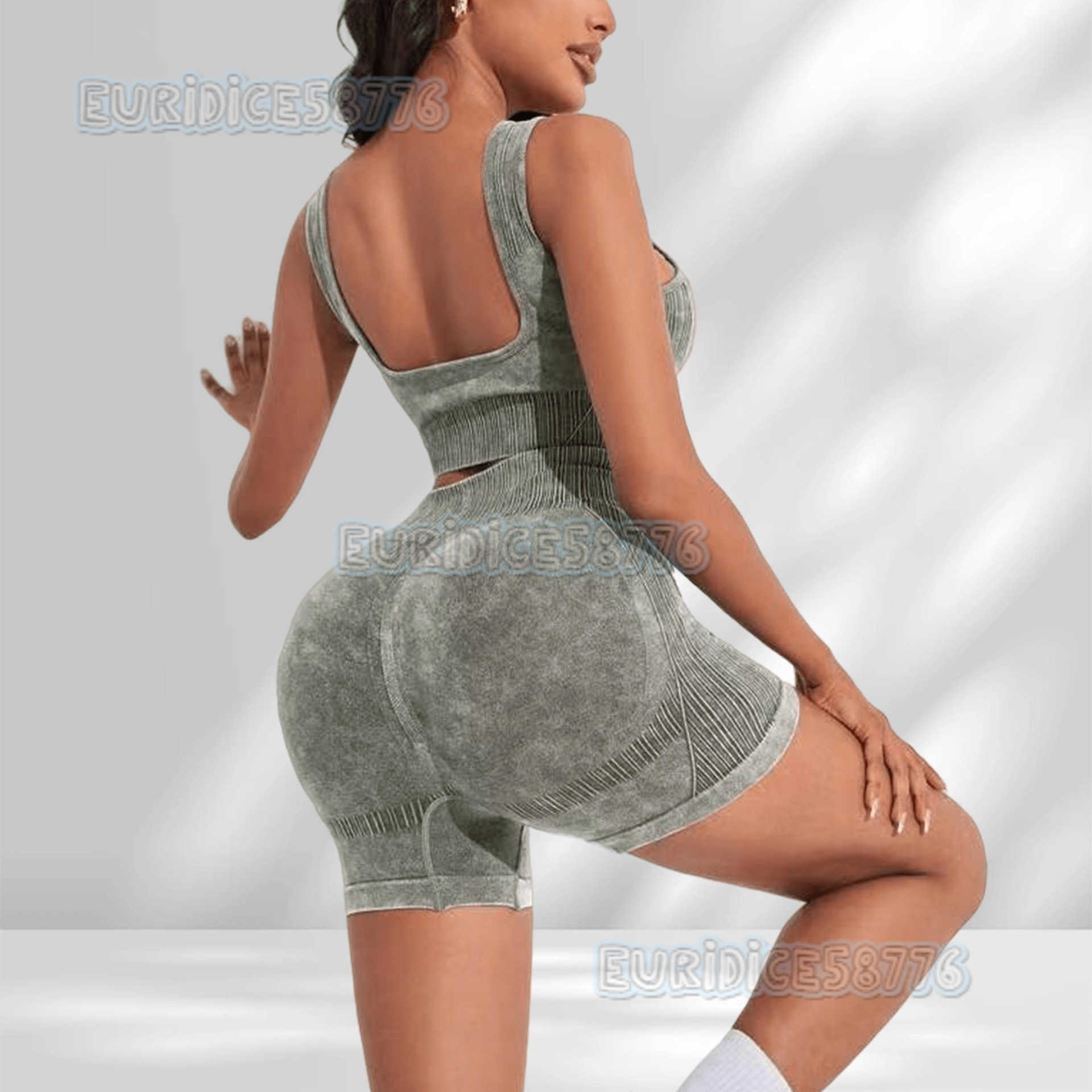 Frosted Sports Yoga Suit Women High Waist Hip Lift Fitness Shorts Running Shockproof Bra Vest Breathable H250819