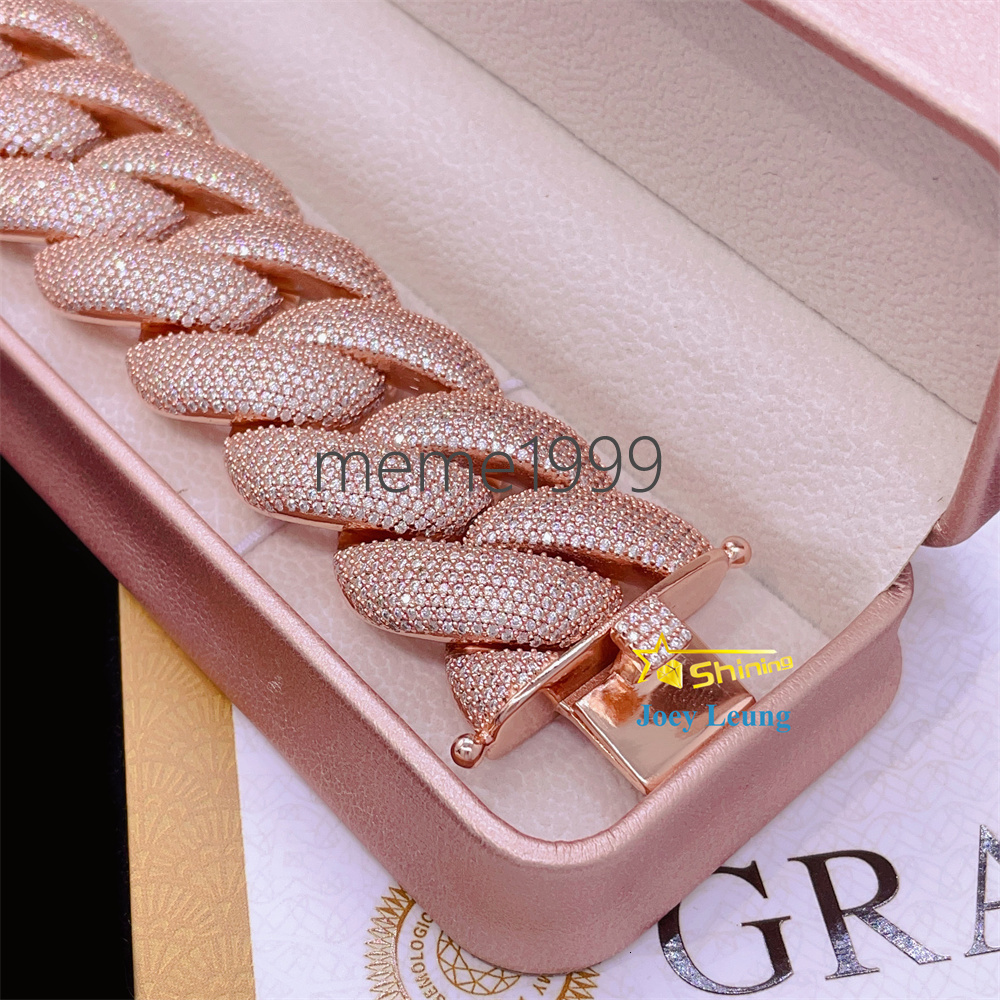 Half Kilo 925 Silver Gold Plated Big Size 28MM VVS Moissanite Diamond Custom Iced Out Miami Cuban Link Bracelet