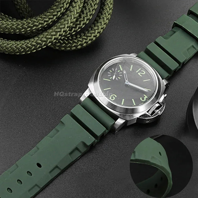 22mm 24mm 26mm Silicone Strap for Panerai Rubber Waterproof Band for SUBMERSIBLE PAM441/351/111 Bracelet Soft Sport Wristband 250818