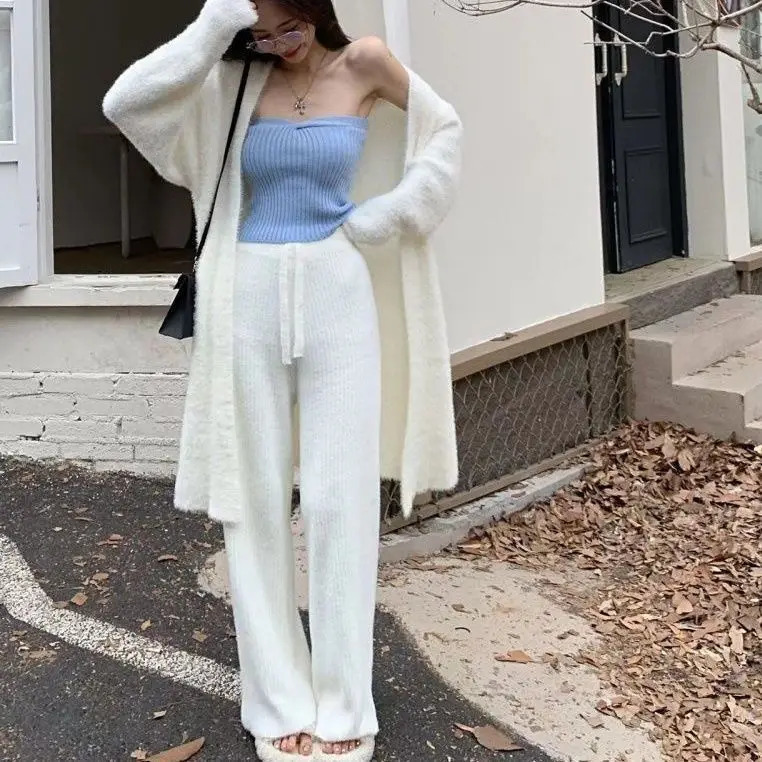 Slimming Autumn And Winter Loose Fitting Long Sweater Thickened Lazy Knitted Cardigan Jacket White 250819