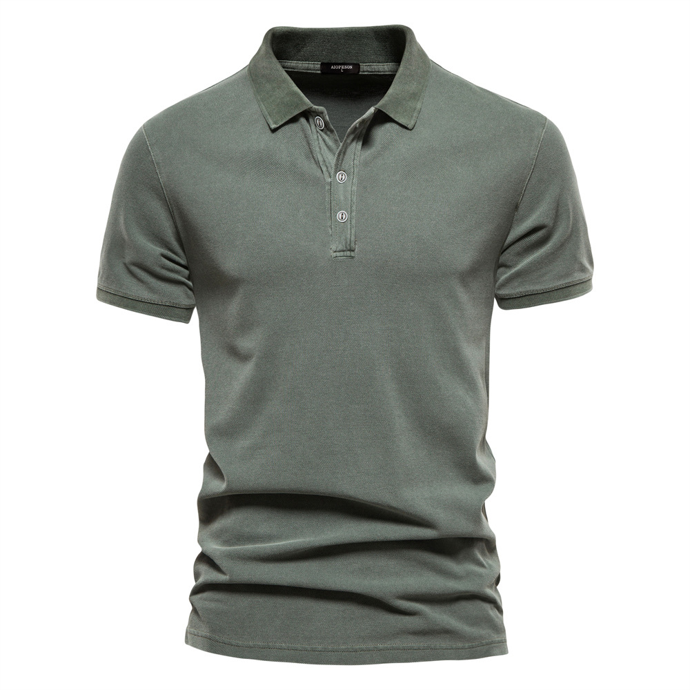 Men's Polo Shirt Summer Collar Sport Cotton Tee Casual Solid Color Short Sleeve Top European Sizes: S - 2XL