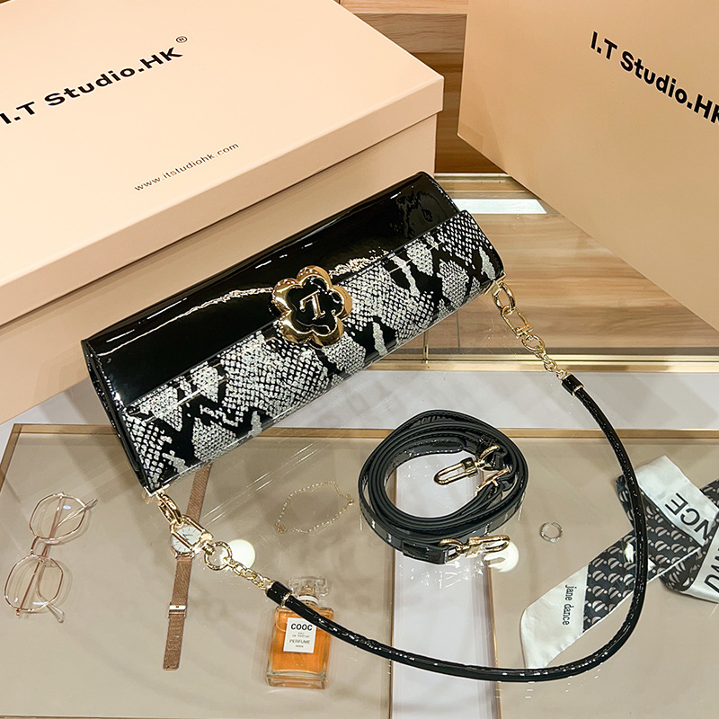 LORDLY KNACK designer bag luxury cowhide baguette bag casual high-quality vintage fashion serpentine underarm bag for woman