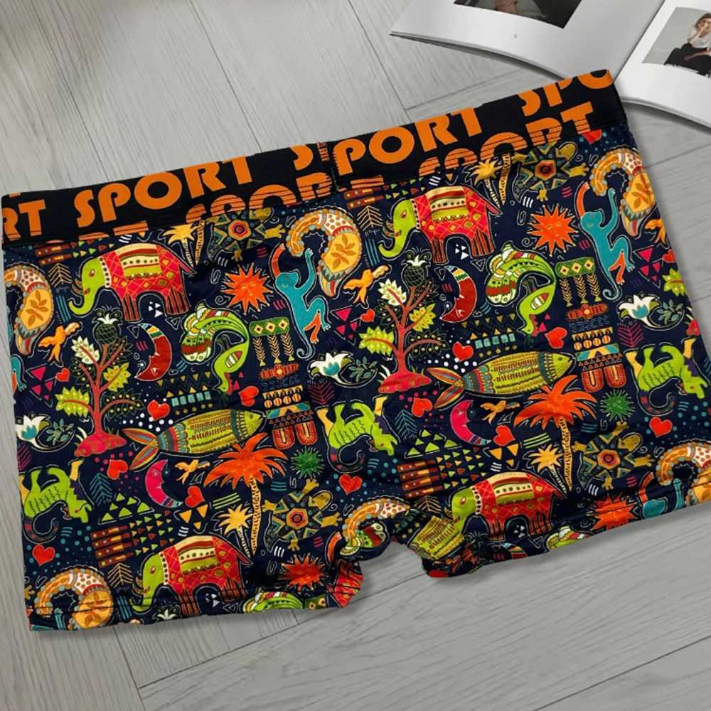 3Pcs Mens Graffiti Printed Boxer Shorts Casual Sports Breathable Underwear Mens Comfortable Underwear W250819