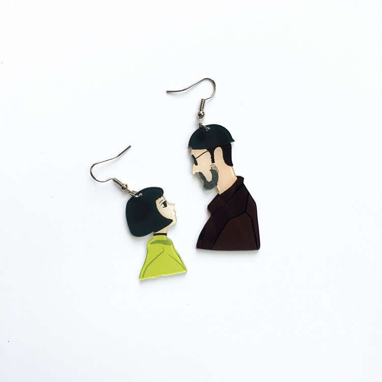 Creative Fun Hooks This Killer Is Not So Cold Earrings Cute Cartoon Asymmetric Acrylic Ear Clips