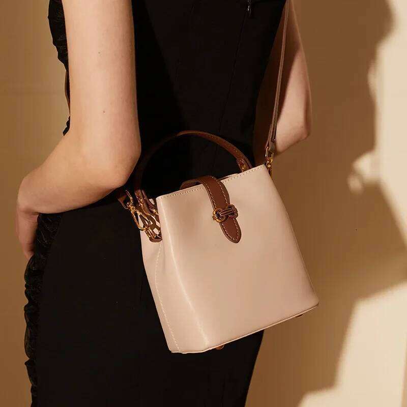 LOERSS Genuine Leather Bucket for Women s Solid Color Crossbody Bag Large Capacity Handbags New Design bag