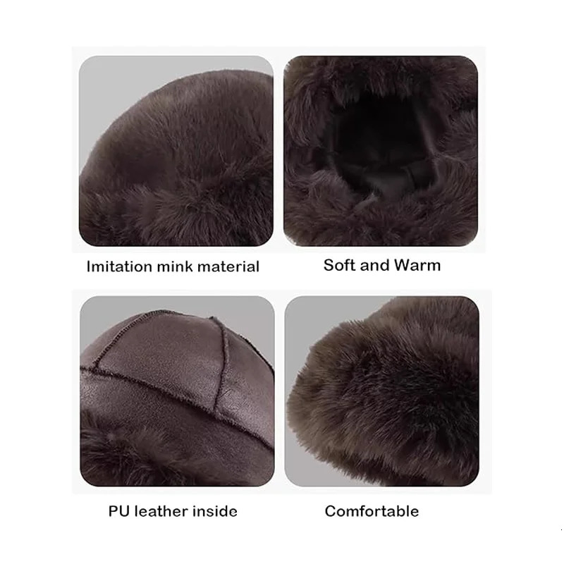 Solid Color Bucket Hat Thick Coldproof Faux Fur Basin Hats Soft Plush Fisherman Cap For Women Autumn Winter 250819