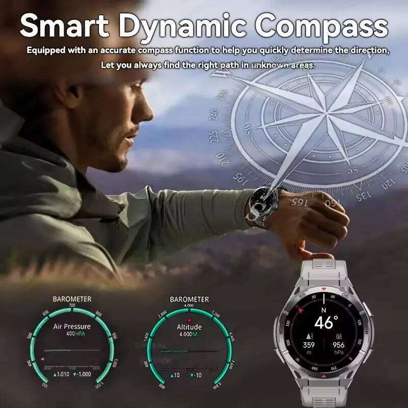 Swimming Waterproof Watches 2025 New Dual-Band satellite GPS Sports Smart watch Men 1.43'' AMOLED Screen BT Call Compass