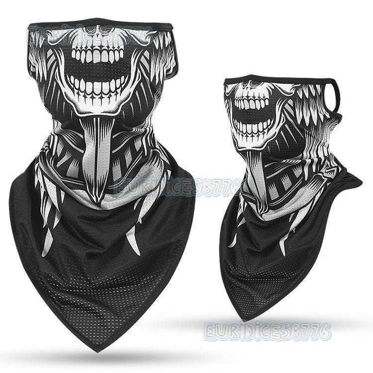 Outdoor Cycling Gear Sun Protection Mens Cover Ice Silk Triangle Scarf Neck Gaiter Skull Motorcycle Fishing Ear Hanging Mask H250819