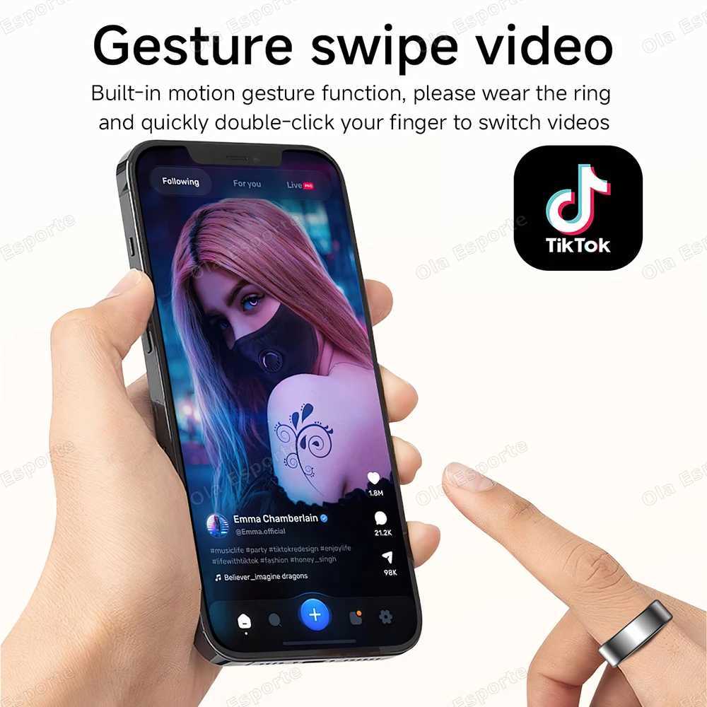New Smart Ring Call Message Notification Hand Gestures Control Health Monitoring IP68 5ATM Waterproof Ring for Men and Women 2025 New W250819