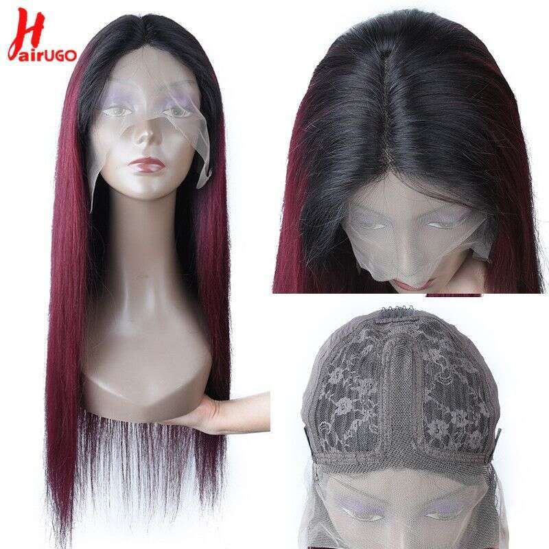 T1b/99J Straight Bury T Front Human Hair Brazilian Remy Omber Lace Frontal Wigs For Women Synthetic wigs
