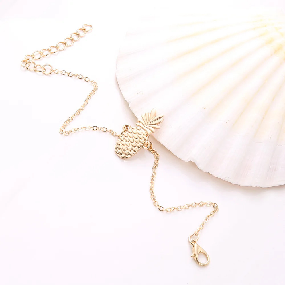 Europe and The United States Cute Fruit Hollow Three-dimensional Pineapple Anklet for Womens Summer with Anklets 250815