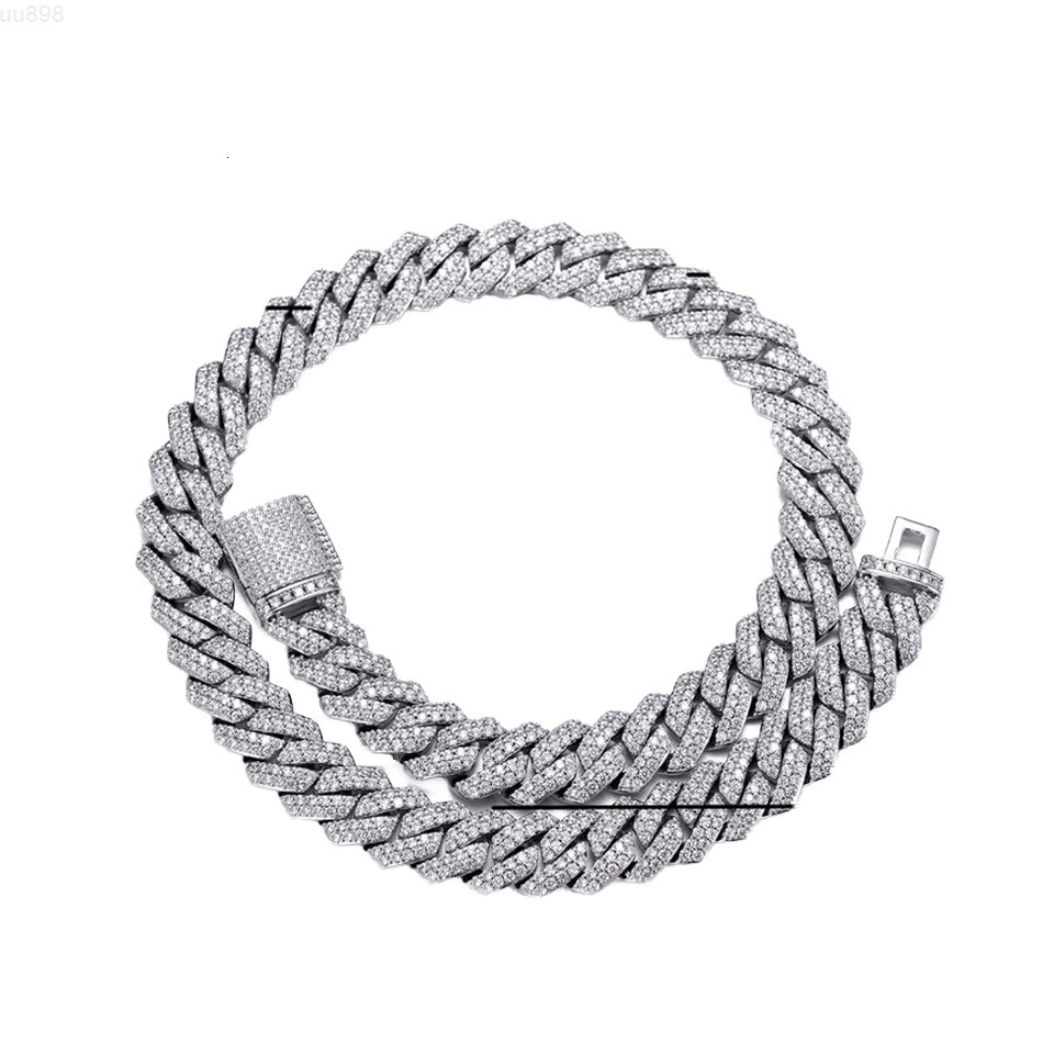 Custom S925 Silver Cuban Chain 8mm-14mm Fully Moissanite Necklace Diamond Necklaces