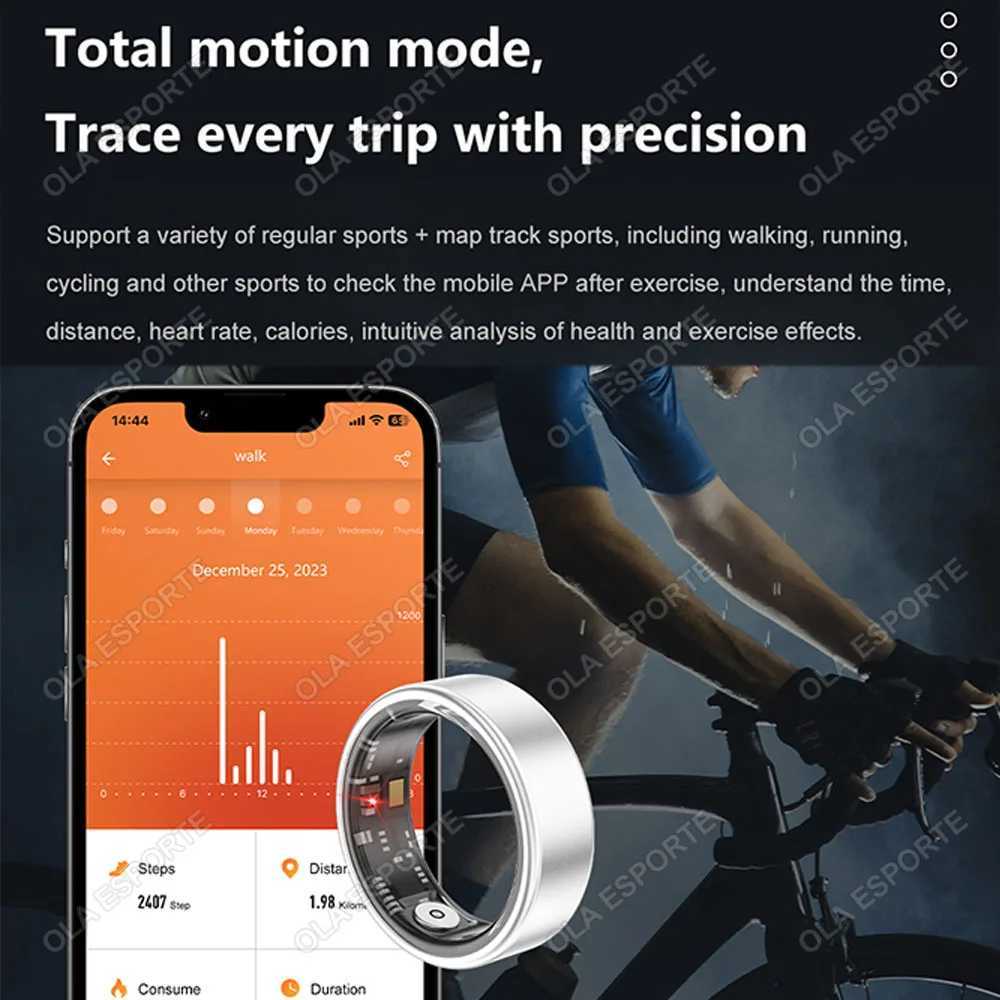 New In Smart Ring for Men Women Health and Sleep Monitor 5ATM Waterproof Multi-sport Mode Couple Ring Gold Colors W250819