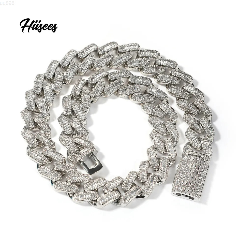 Hip Hop Jewelry AAAAA Cubic Zirconia Diamond Necklace Iced Out 15mm Miami Cuban Link Chain Fashion Necklaces for Men