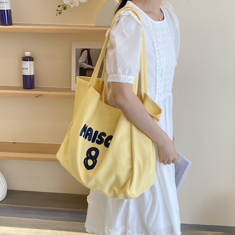 2025 Autumn Dopamine Color Series Canvas Bag Large Capacity Easy Handbag Japanese Handbag Shopping Bag Women's Crossbody Bag Women's Shoulde