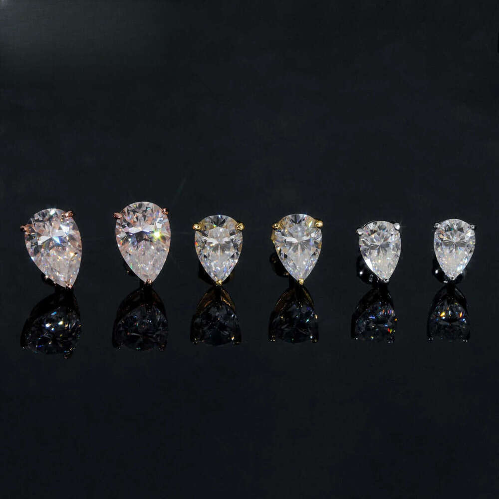 Wholesale Price Fine Jewelry Women Sier Pear cut Moissanite Dia Stud Earrings GRA Certificated
