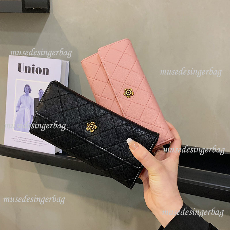 Luxury Brand Designer Purse Camellia Long Wallet For Women 2025 New Korean Style Fashion Coin Purse Large Capacity Fold Clutch For Women