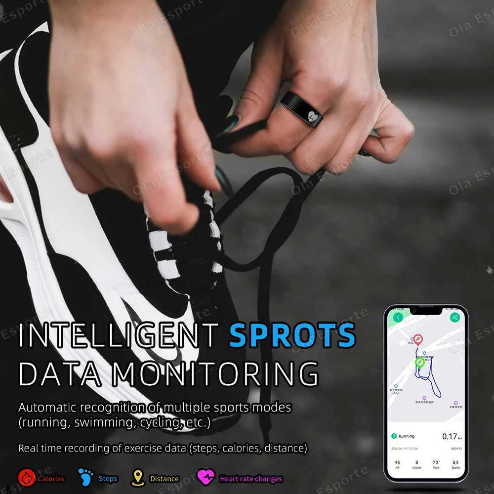 New ECG Smart Ring Men Women Charging Box Body Temperature Blood Pressure Health Monitor 5ATM Waterproof Remote Control Rings W250819