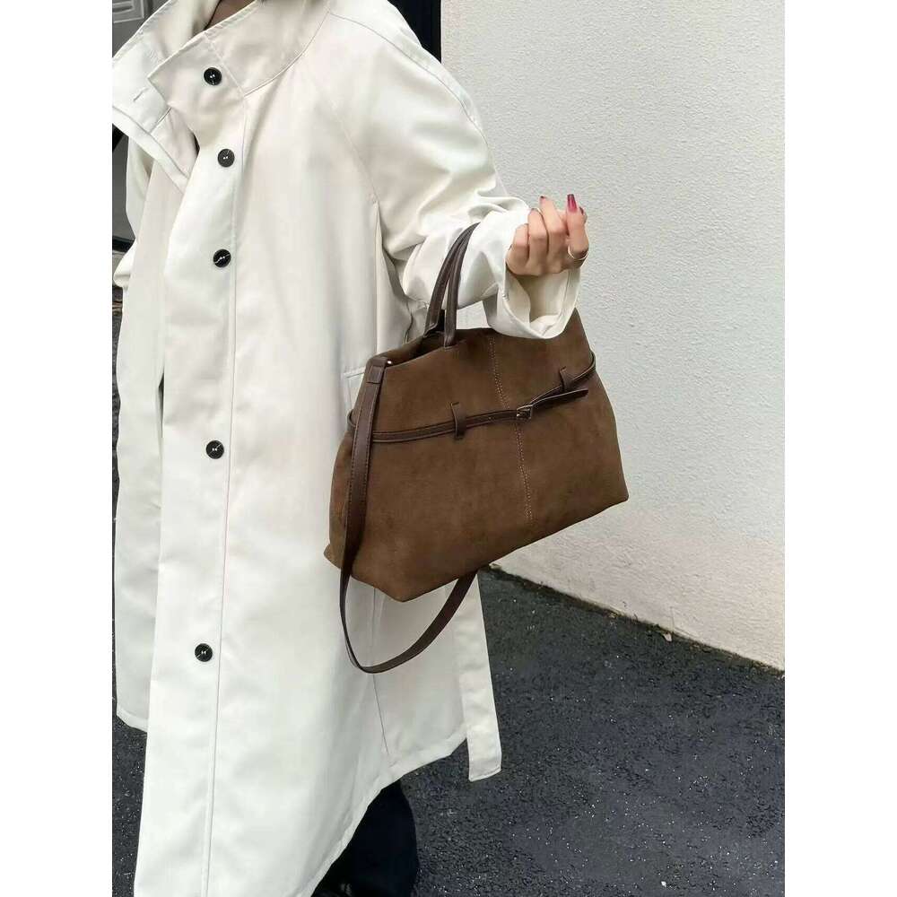 New Stylish Elegant Large Capacity Travel Tote Maroon Genuine Suede Leather Women s Handbag Business Office Lady Shoulder Bag bag