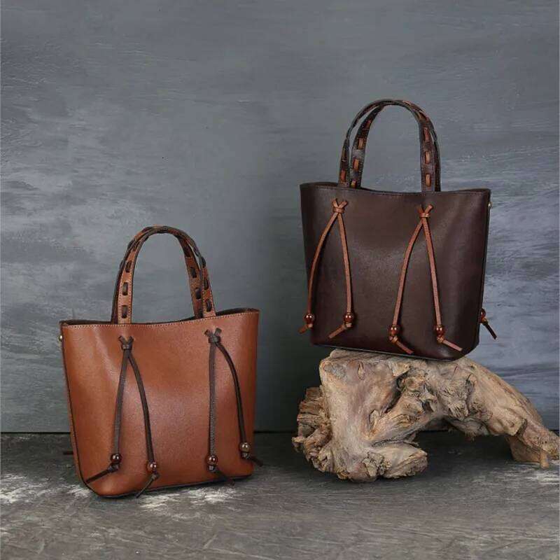 Johnature Vintage Genuine Leather High Quality Women S Bag New Woven Handbag Commuting Shoulder Crossbody Bags