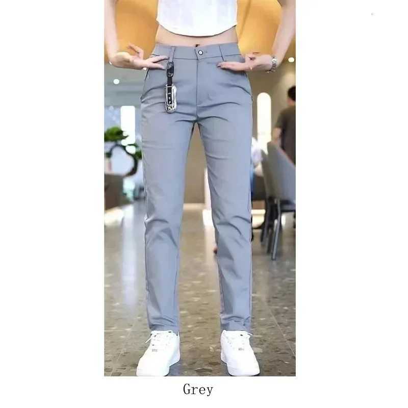 100% Silk Mens Golf Mens Midweight Casual Pants Sports Pants Simple Design Khaki Black Slim Straight Leg Stretch Casual Trouse W250819