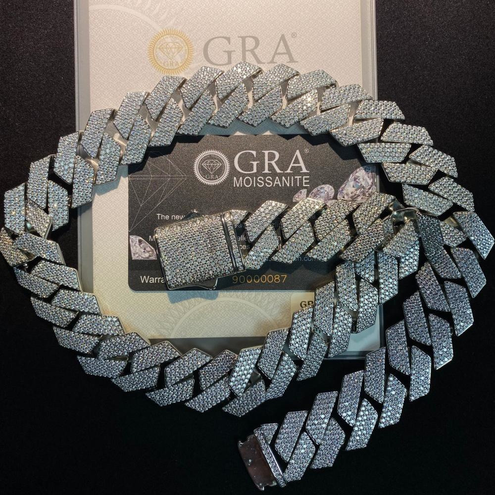 15MM Custom Hip Hop Moissanite Diamond 925 Cuban Link Chain Heavy Cuban Chain for Anniversary Iced out Jewelry
