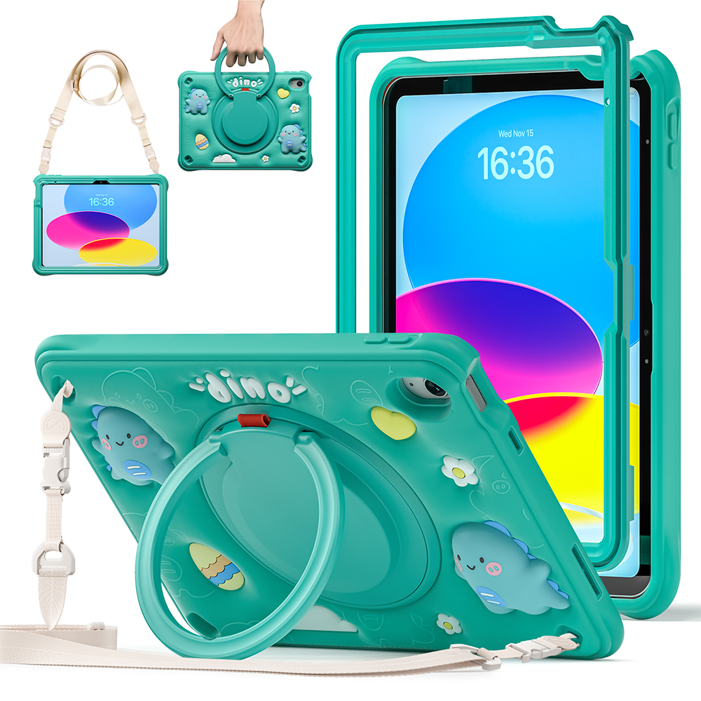 For iPad Tablet Case A16 11th Case 11"/10.9" 10th Gen soft silicone Durable and drop resistant 3D cute cartoon dog ,bear,dolphin,duck,dragon