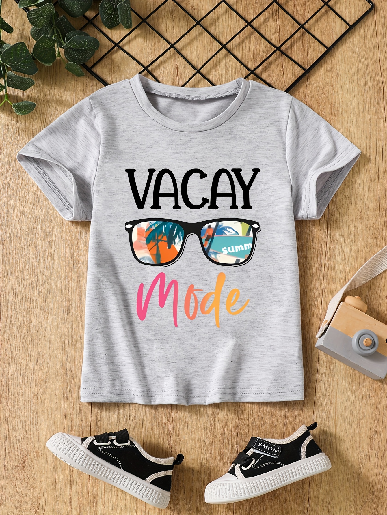 T-shirts Hawaiian Print Short-Sleeve Boys' Vacation Tee Set - Breathable Quick-Drying Material